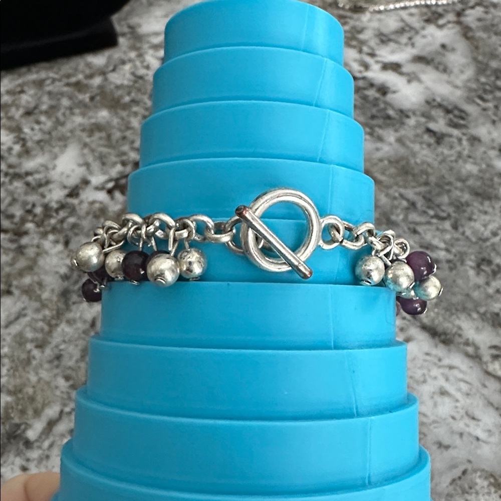 Purple and Silver Bracelet Pair - Picture 2 of 3